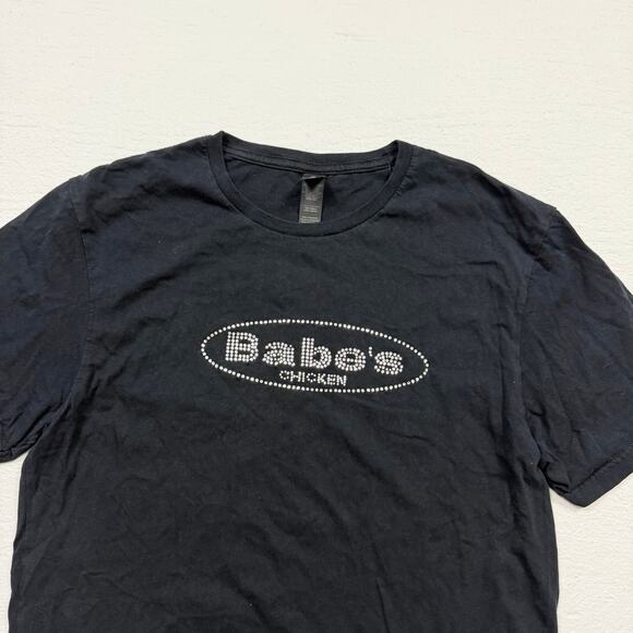 Babe’s Chicken Rhinestone Logo Black Graphic T-Shirt, Size Medium - Picture 2 of 6
